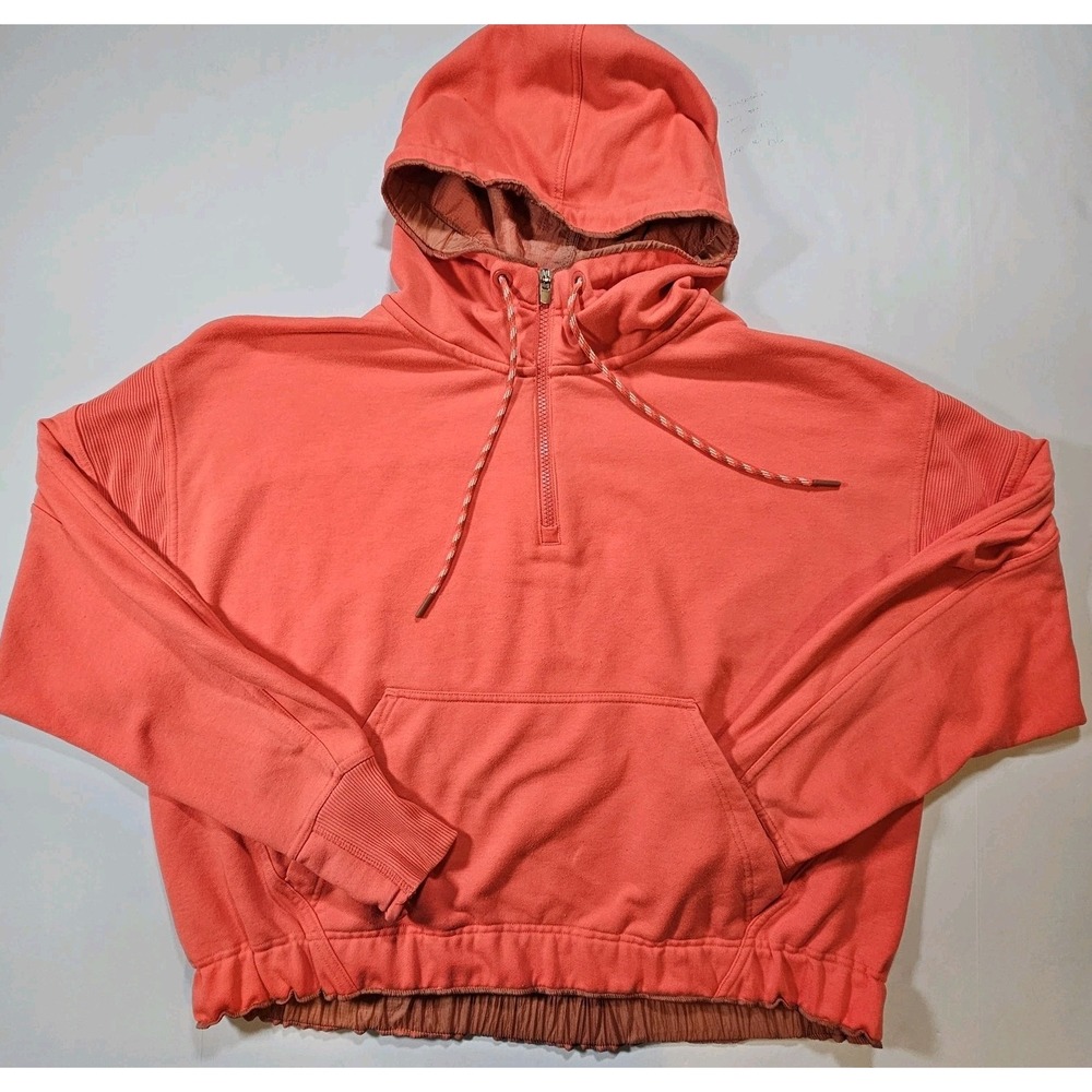 Athleta Ascend Sz Large 1/4 Zip Warm-up Hoodie, Color Coral, Style 530131-05